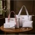 Gaby Show - Kit 4 Peças Bolsa Feminina Anjik Média + Sacola Anjik + Carteira + Necesserie - Branco c/ Rosa