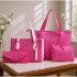 Gaby Show - Kit 4 Peças Bolsa Feminina Anjik Média + Sacola Anjik + Carteira + Necesserie - Pink c/ Branco